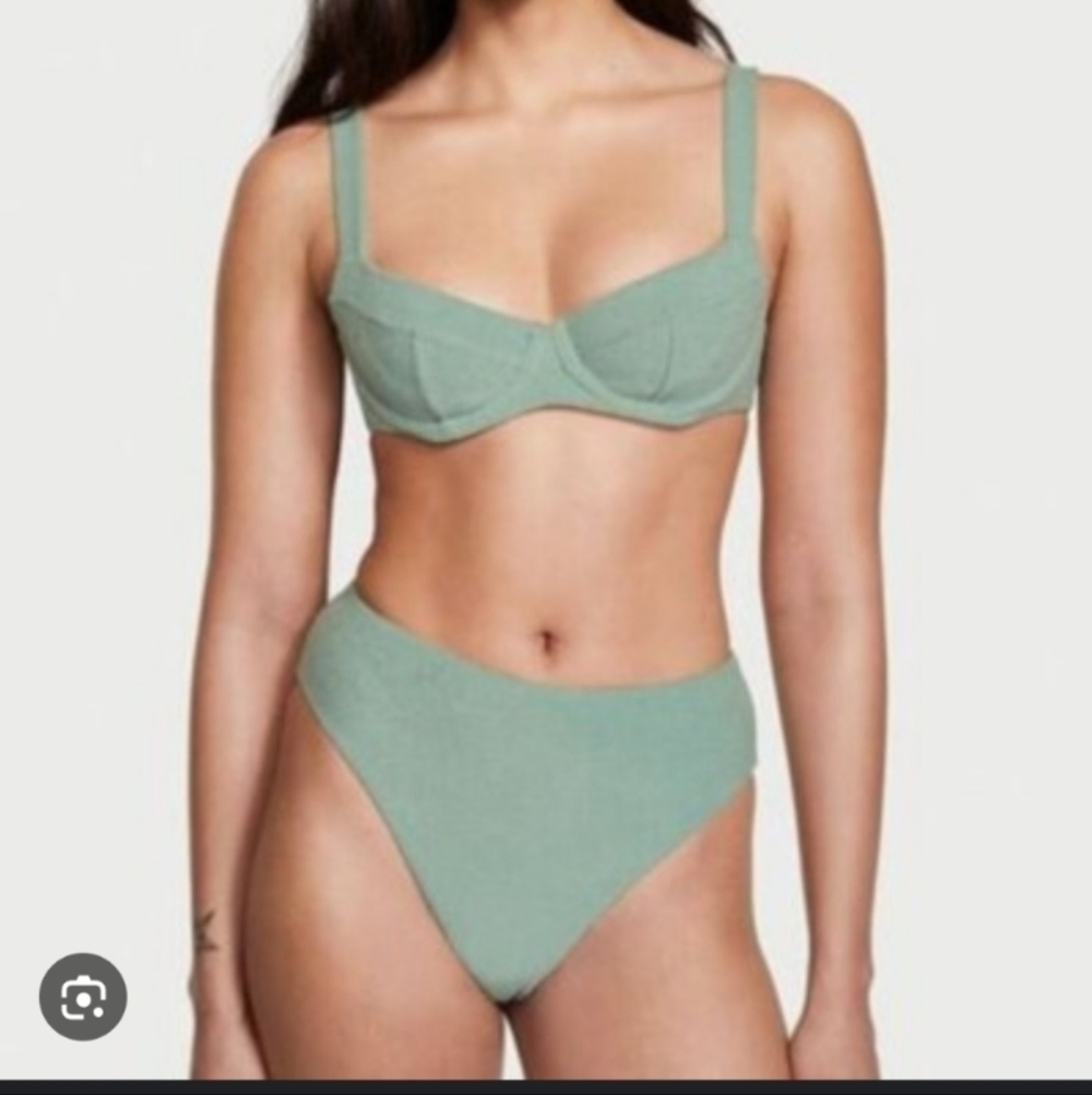 Victoria Secret Wicked Underwire Terry Swim Bikini Top/Cheeky Bottoms 38DD/L NWT